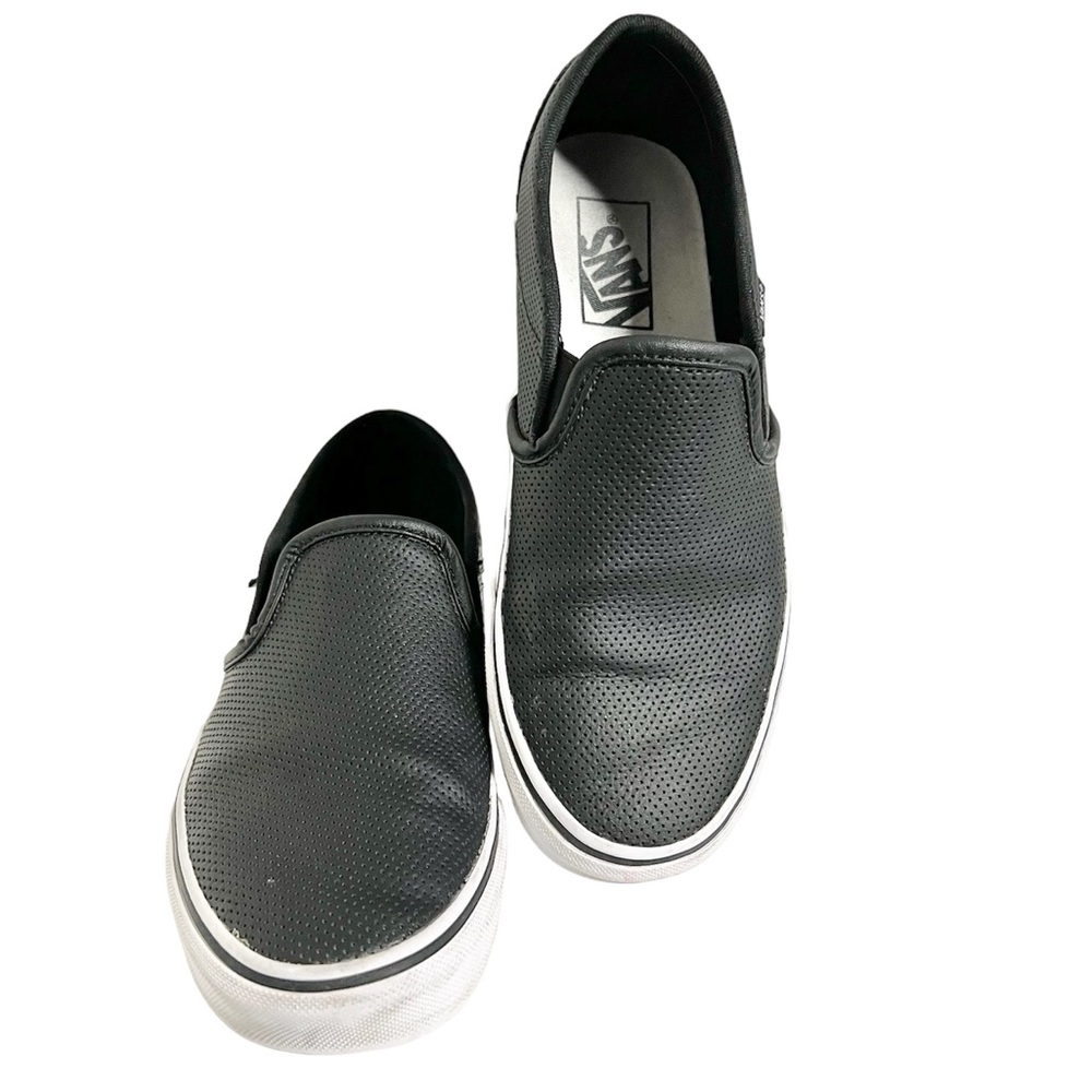 Vans Black Asher Perforated Slip-On Sneakers Size 8